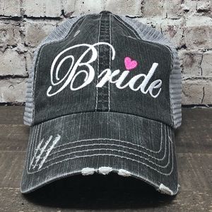 "Bride" Embroidered & Distressed Trucker Cap